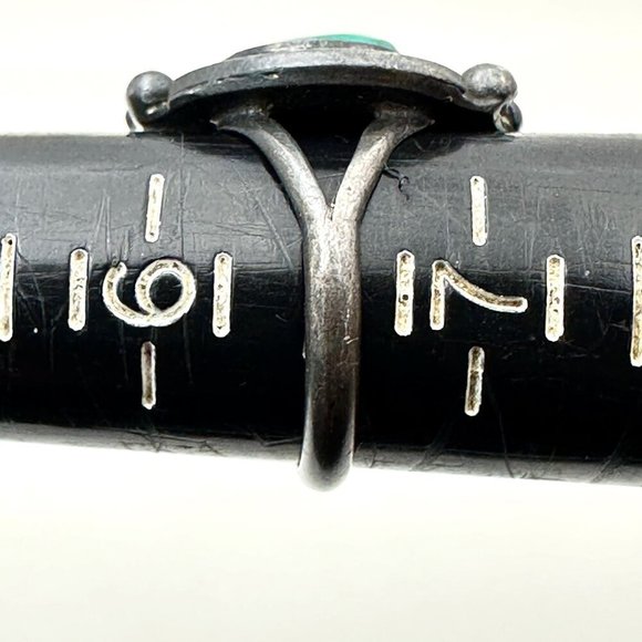 Native American Womens Ring Sterling Silver Green Turquoise Size 6.5 - Picture 5 of 5